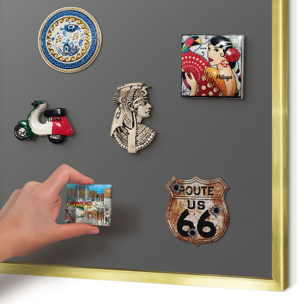 Metalen magneetbord met lijst in het goud Donkergrijs