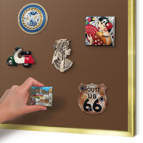 Magnetisch bord voor reismagneten met gouden lijst Kastanjebruin