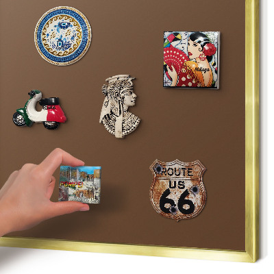 Magnetisch bord voor reismagneten met gouden lijst Kastanjebruin