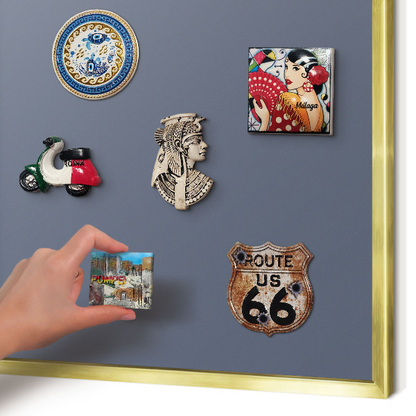 Metalen magneetbord met lijst in het goud Koelgrijs