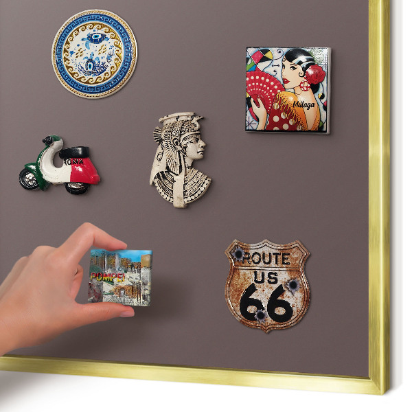 Magnetisch bord voor reismagneten met gouden lijst Vervaagd bruin