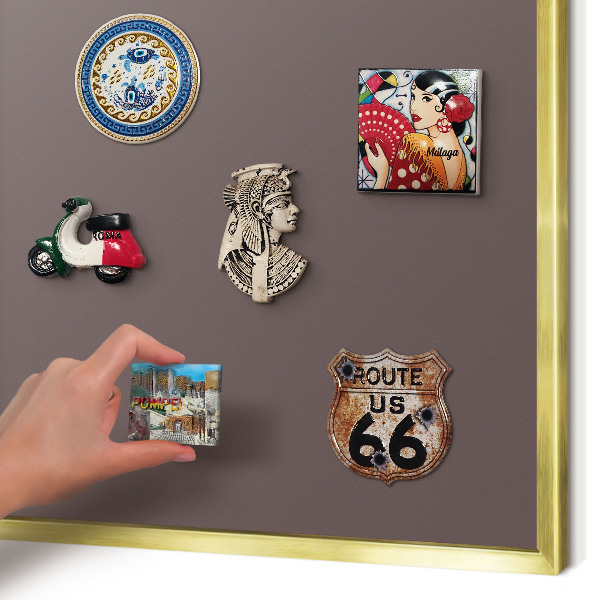 Magnetisch bord voor reismagneten met gouden lijst Vervaagd bruin