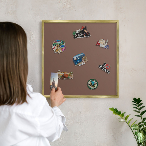 Magnetisch bord voor reismagneten met gouden lijst Bruine kleur