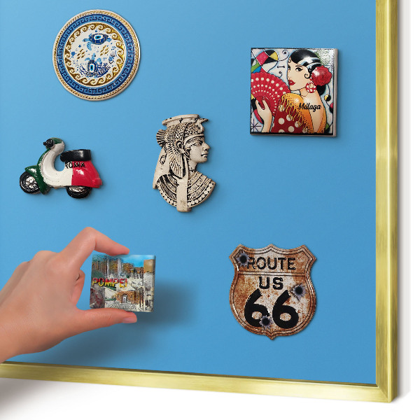 Metalen magneetbord met lijst in het goud Blauw water