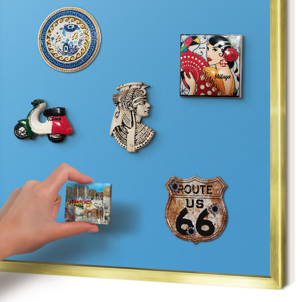 Metalen magneetbord met lijst in het goud Blauw water
