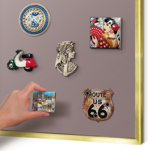 Metalen magneetbord met lijst in het goud Asbruin