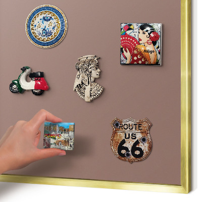 Magnetisch bord voor reismagneten met gouden lijst Pastelbruin