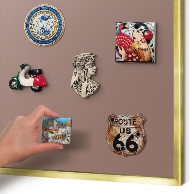Magnetisch bord voor reismagneten met gouden lijst Pastelbruin