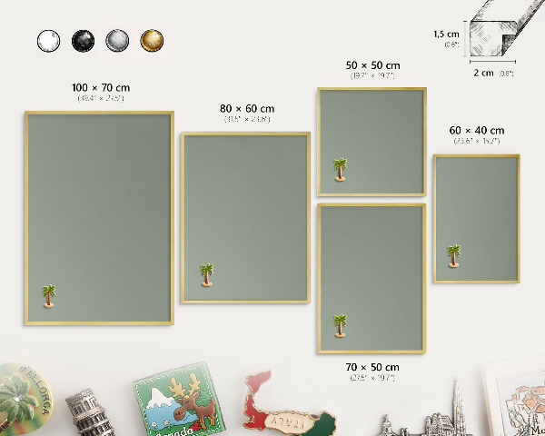 Metalen magneetbord met lijst in het goud Verstandig