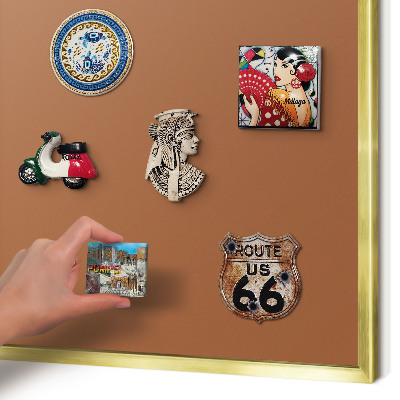 Magnetisch bord voor reismagneten met gouden lijst Donkeroranje