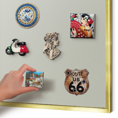 Magnetisch bord voor reismagneten met gouden lijst Warmgrijs