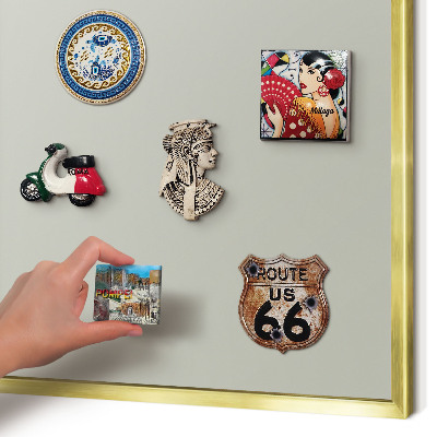 Magnetisch bord voor reismagneten met gouden lijst Warmgrijs