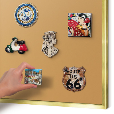 Metalen magneetbord met lijst in het goud Doffe oranje