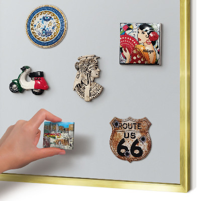 Magnetisch bord voor reismagneten met gouden lijst Lichtgrijs