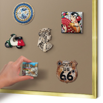 Metalen magneetbord met lijst in het goud Neutraal bruin