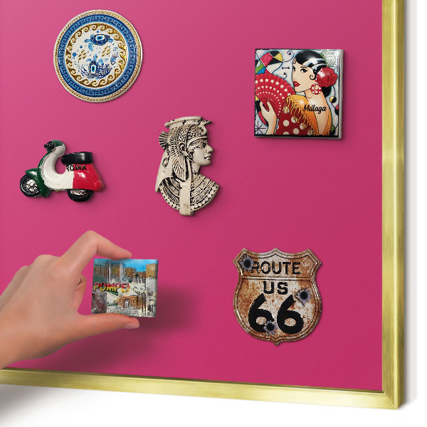 Magnetisch bord voor reismagneten met gouden lijst Intens roze