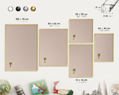 Metalen magneetbord met lijst in het goud Beige roze