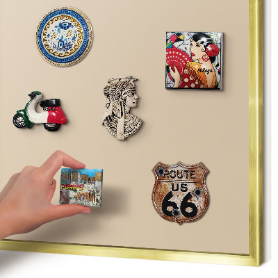 Metalen magneetbord met lijst in het goud Beige-oranje