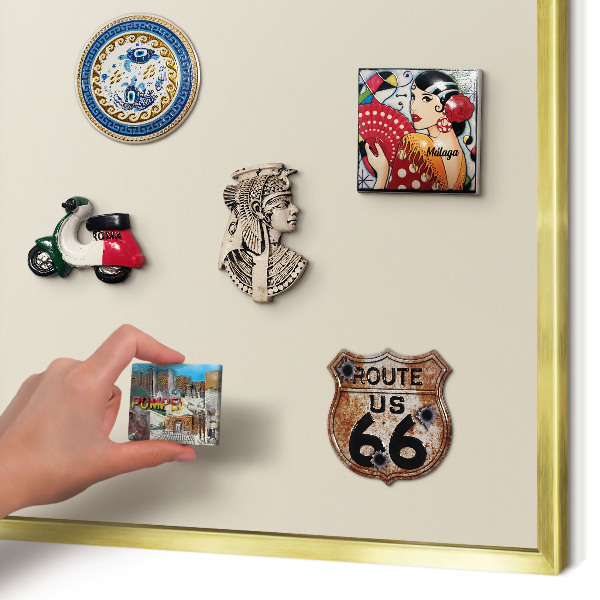 Magnetisch bord voor reismagneten met gouden lijst Lichte steen