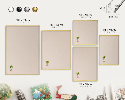 Metalen magneetbord met lijst in het goud Warm beige