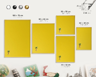 Metalen magneetbord met lijst in het goud Intens geel
