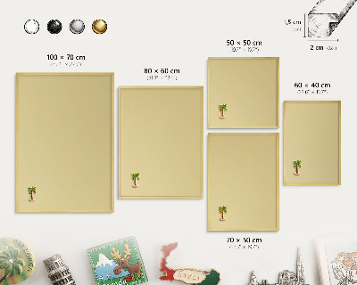 Magnetisch bord voor reismagneten met gouden lijst Beige-geel