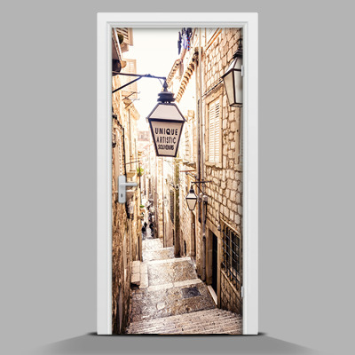 Naklejka samoprzylepna na drzwi Staromiejska uliczka