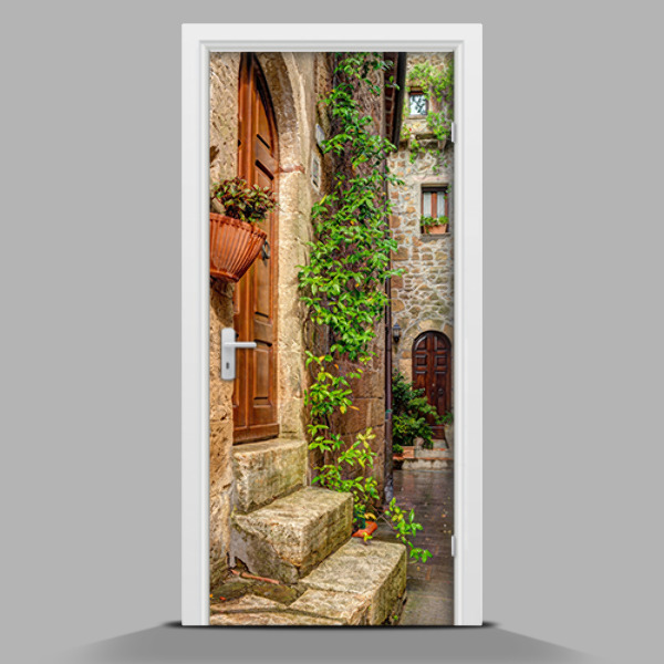 Naklejka samoprzylepna na drzwi Urocza kamienica