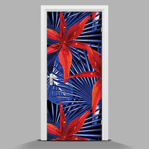 Naklejka na drzwi Rysowane pomarańczowe storczyki