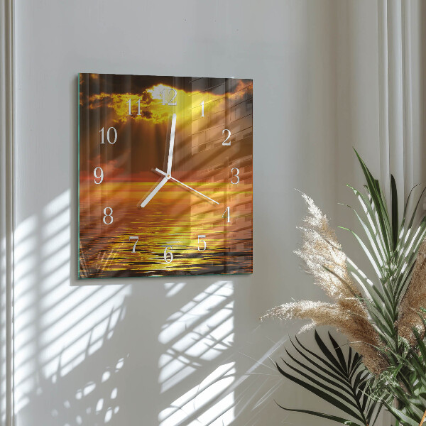 Vierkante glazen klok Zonsondergang