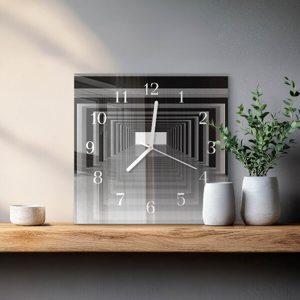 Vierkante glazen klok 3D-tunnel