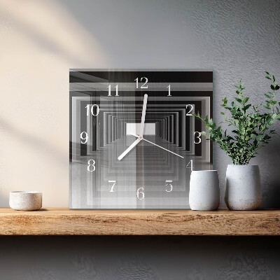Vierkante glazen klok 3D-tunnel