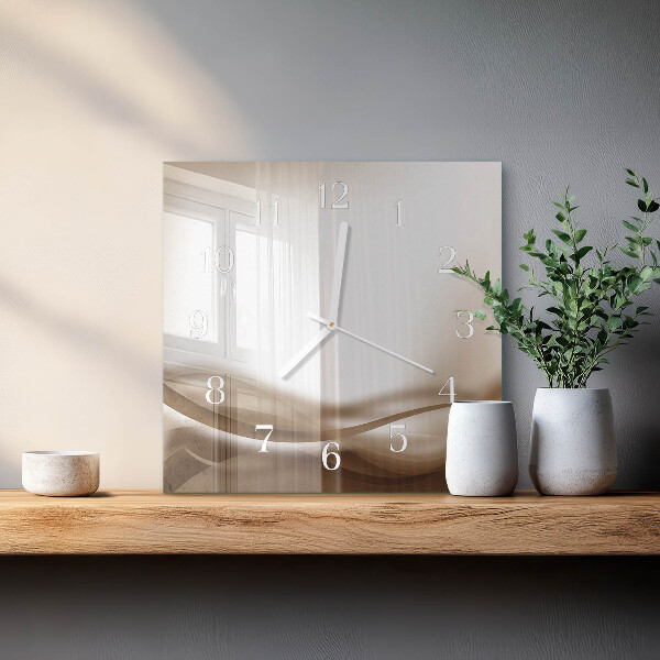 Vierkante glazen klok Abstracte lijnen