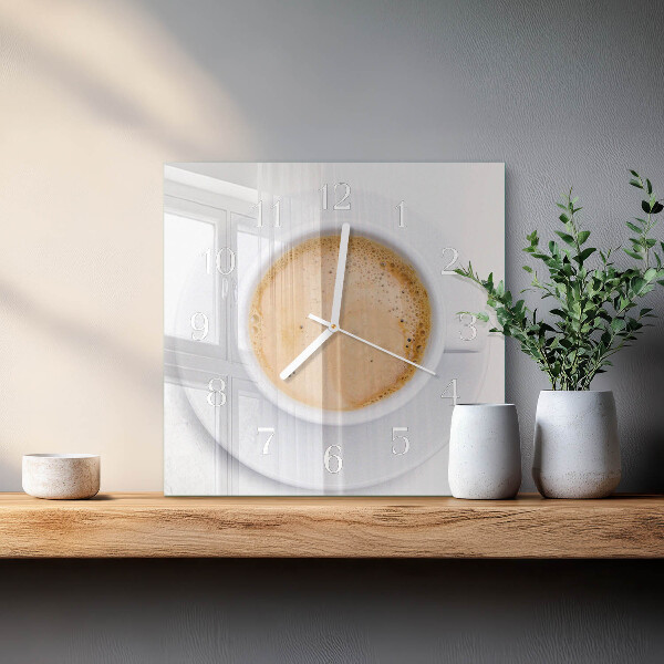 Vierkante glazen klok Kopje koffie