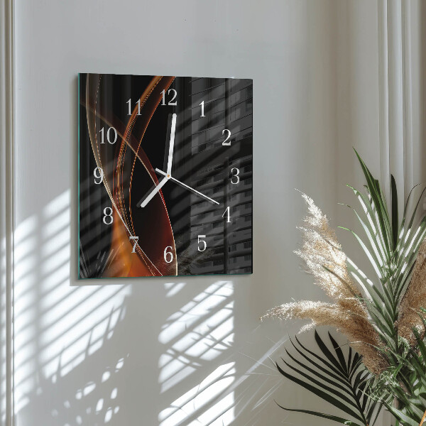 Vierkante glazen klok Abstracte lijnen