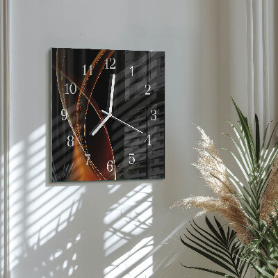 Vierkante glazen klok Abstracte lijnen