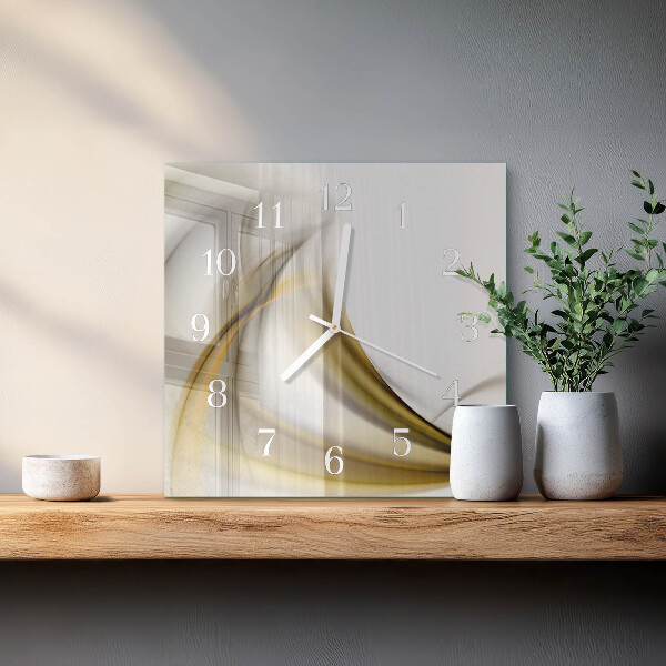 Vierkante glazen klok Abstracte lijnen