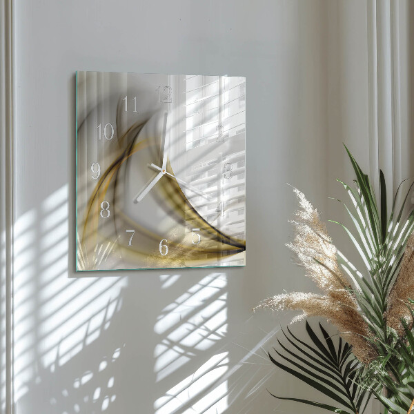 Vierkante glazen klok Abstracte lijnen