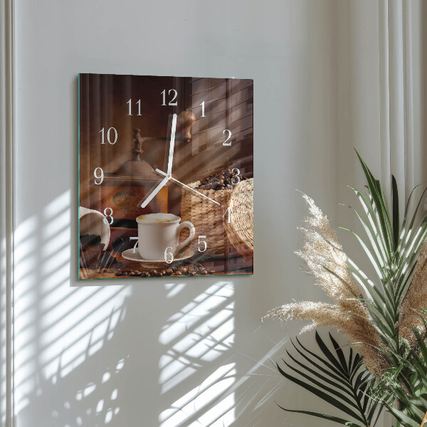Vierkante glazen klok Kopje koffie