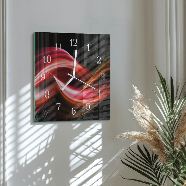 Vierkante glazen klok Abstracte lijnen