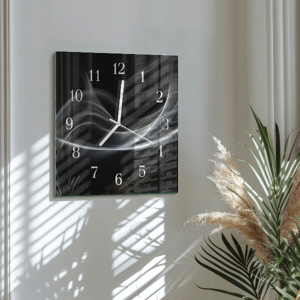 Vierkante glazen klok Abstracte lijnen