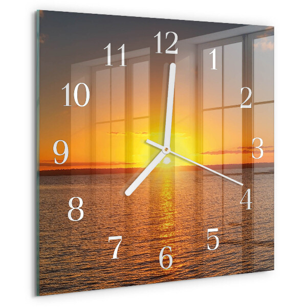 Vierkante glazen klok Zonsondergang
