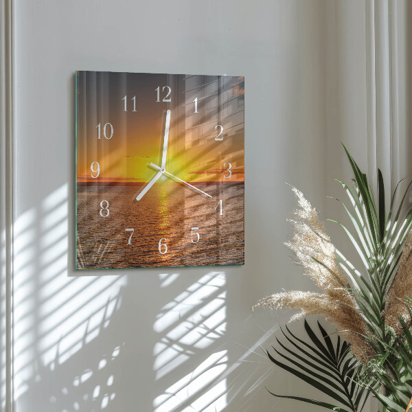 Vierkante glazen klok Zonsondergang