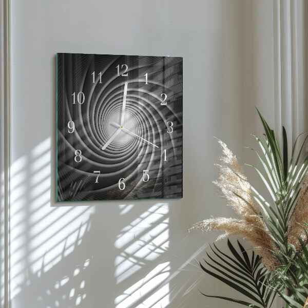 Vierkante glazen klok Vortex