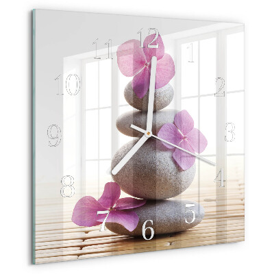 Vierkante glazen klok Stone Spa