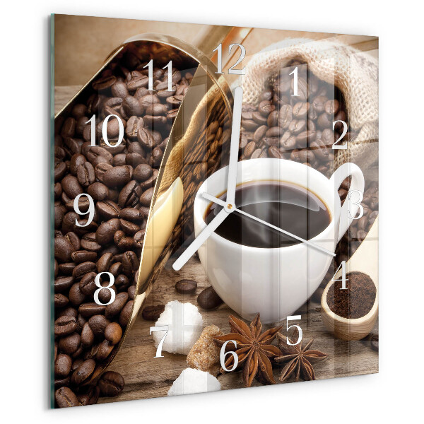 Vierkante glazen klok Koffie