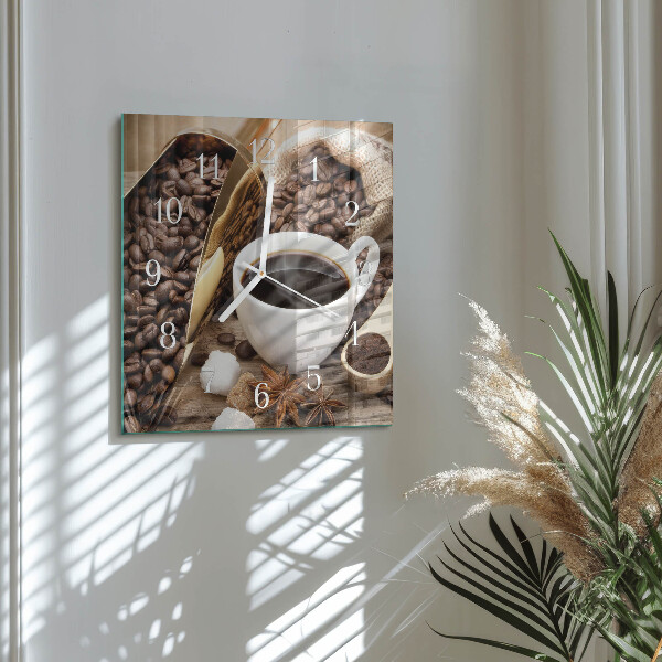 Vierkante glazen klok Koffie