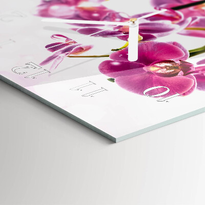 Vierkante glazen klok Orchidee