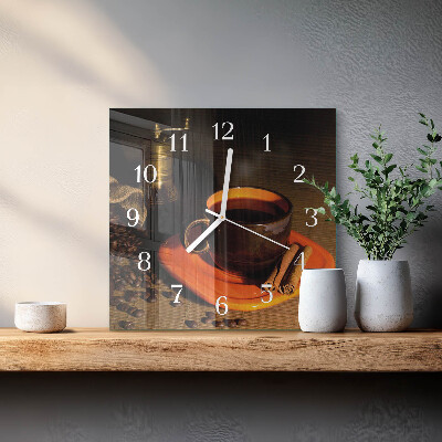 Vierkante glazen klok Koffie