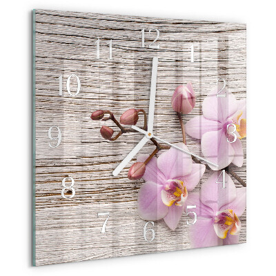 Vierkante glazen klok Orchidee